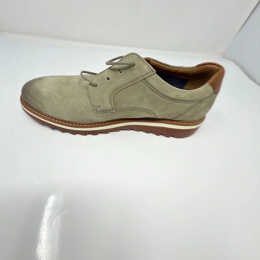 Johnston & Murphy Mens 10W Grey Nubuck Leather Plain Toe Casual Oxford Shoes